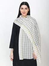 Load image into Gallery viewer, Checked pure grey and white cotton stole