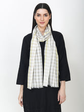 Load image into Gallery viewer, Checked pure grey and white cotton stole
