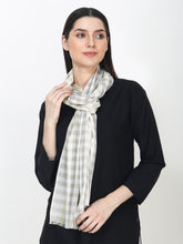Load image into Gallery viewer, Checked pure grey and white cotton stole