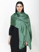 Load image into Gallery viewer, Green silk viscose stole