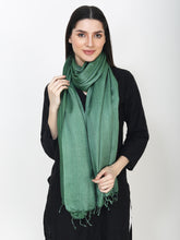 Load image into Gallery viewer, Green silk viscose stole