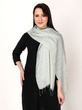 Load image into Gallery viewer, Handwoven Light Turquoise Tussar & Viscose Stole – Bhagalpur Silk Blend