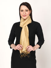 Load image into Gallery viewer, Handwoven Gold Tussar & Viscose Stole – Bhagalpur Silk Blend