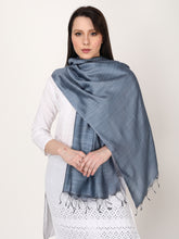 Load image into Gallery viewer, Handwoven Blue Tussar & Viscose Stole – Bhagalpur Silk Blend