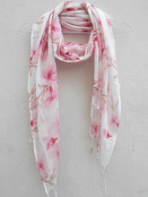 Load image into Gallery viewer, Pink large floral Digital print Silk and Cotton stole