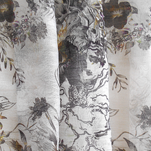 Load image into Gallery viewer, Black, White and Green Floral Digital Print Silk and Cotton stole