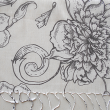 Load image into Gallery viewer, Black, White and Beige Floral Digital Print Silk and Cotton stole