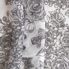 Load image into Gallery viewer, Black and White Floral Digital Print Silk and Cotton stole