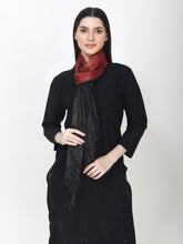 Load image into Gallery viewer, Pure silk black and rust colour stole
