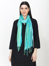 Load image into Gallery viewer, Pure cotton blue and turquoise stripe stole
