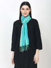 Load image into Gallery viewer, Pure cotton blue and turquoise stripe stole
