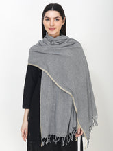 Load image into Gallery viewer, Woven design pure cotton black and white stole
