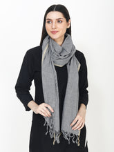 Load image into Gallery viewer, Woven design pure cotton black and white stole
