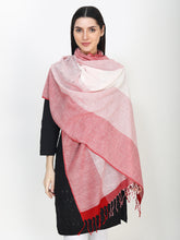 Load image into Gallery viewer, Woven design pure cotton red and white stole
