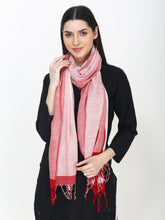 Load image into Gallery viewer, Woven design pure cotton red and white stole
