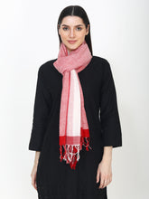 Load image into Gallery viewer, Woven design pure cotton red and white stole
