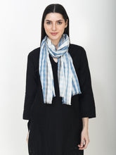 Load image into Gallery viewer, Checked pure grey and blue cotton stole
