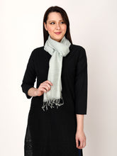 Load image into Gallery viewer, Handwoven Light Turquoise Tussar &amp; Viscose Stole – Bhagalpur Silk Blend
