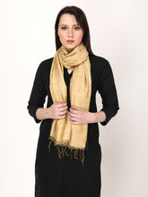 Load image into Gallery viewer, Handwoven Gold Tussar &amp; Viscose Stole – Bhagalpur Silk Blend
