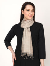 Load image into Gallery viewer, Grey tussar and viscose stole
