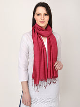 Load image into Gallery viewer, Maroon tussar and viscose stole
