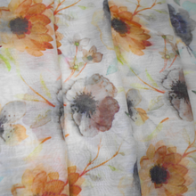 Load image into Gallery viewer, Beige and brown floral Digital print Silk and Cotton stole
